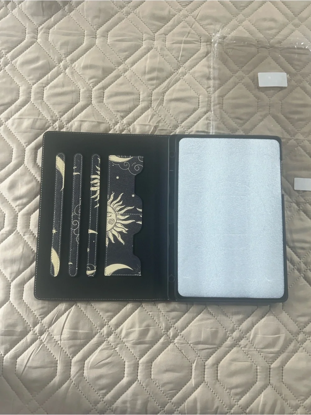 Sun & Moon Celestial Tablet Cover - Black with Cream Design